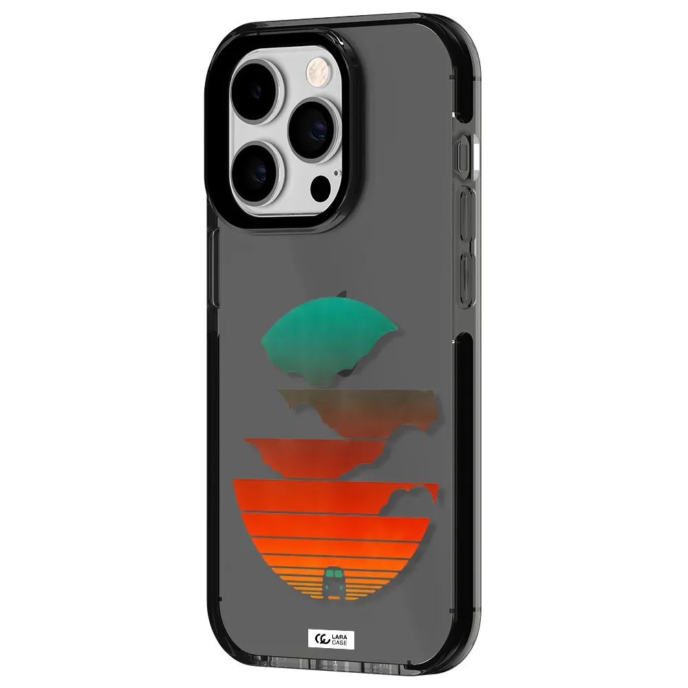 a logo of a boat Apple iPhone 14 pro impact Smoke Black Case