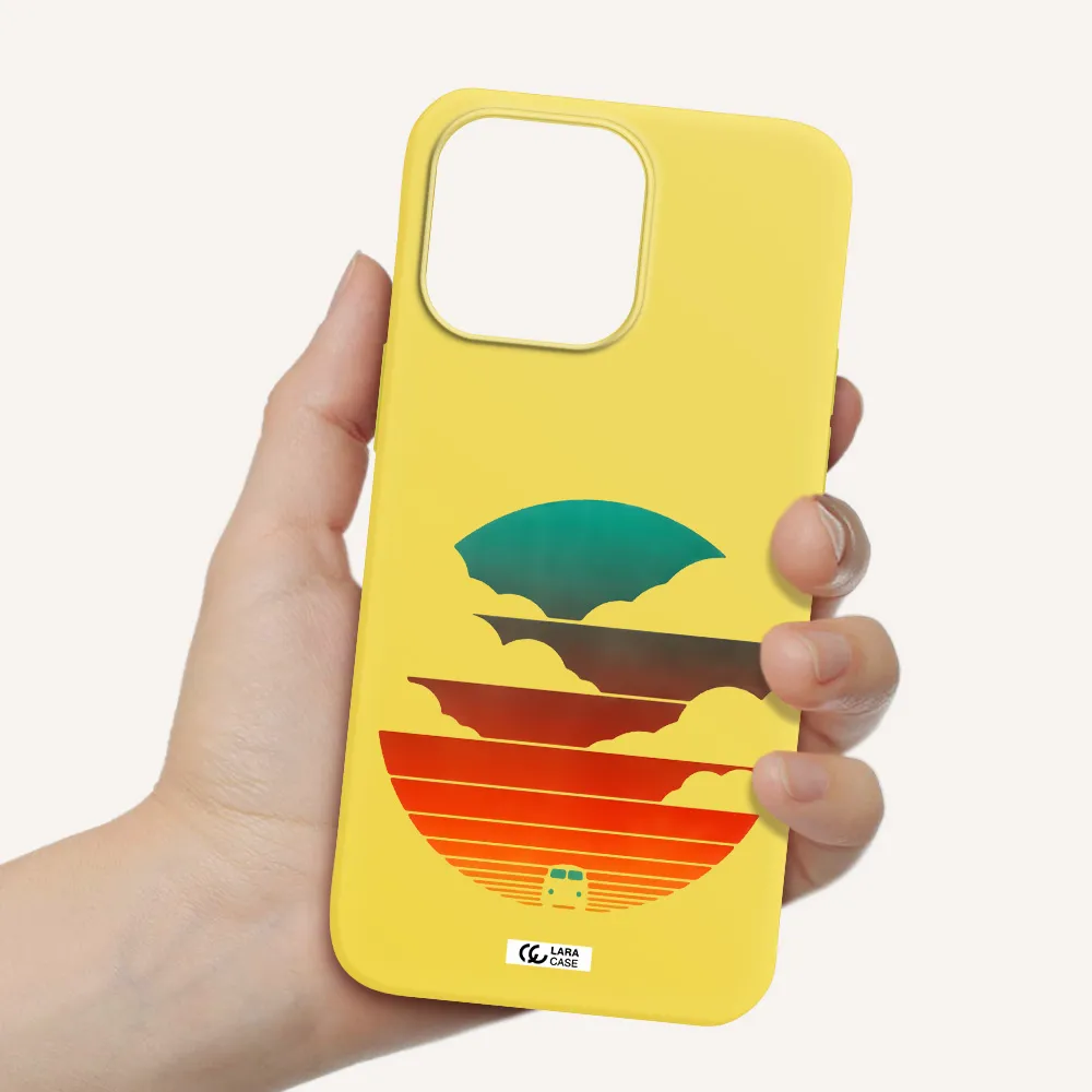 a logo of a boat Apple iPhone 14 pro Silicone canary yellow Case