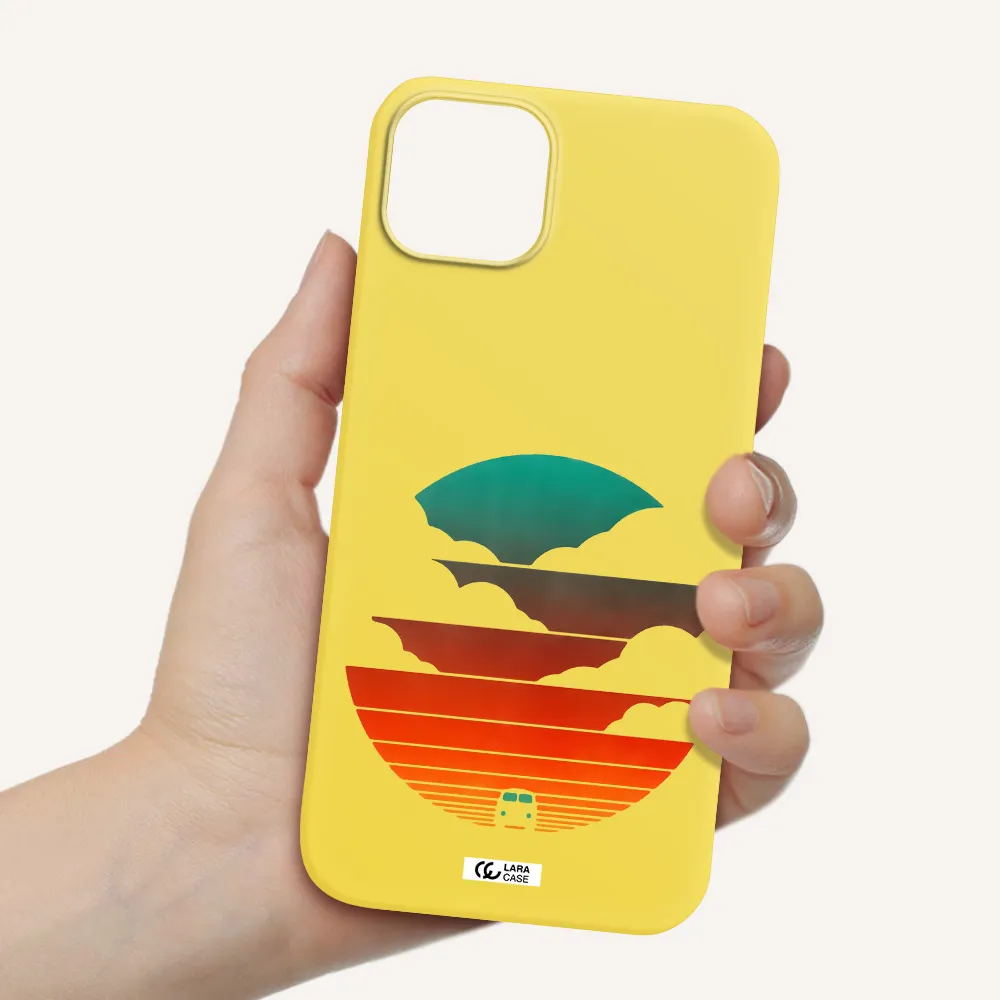 a logo of a boat Apple iPhone 14 Silicone canary yellow Case