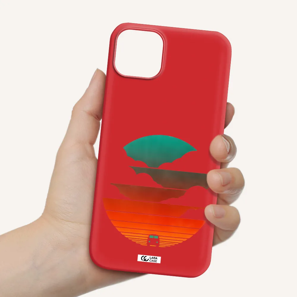 a logo of a boat Apple iPhone 14 Silicone Imperial Red Case