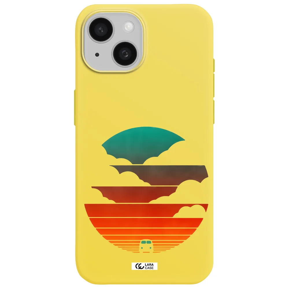 a logo of a boat Apple iPhone 15 Silicone canary yellow Case