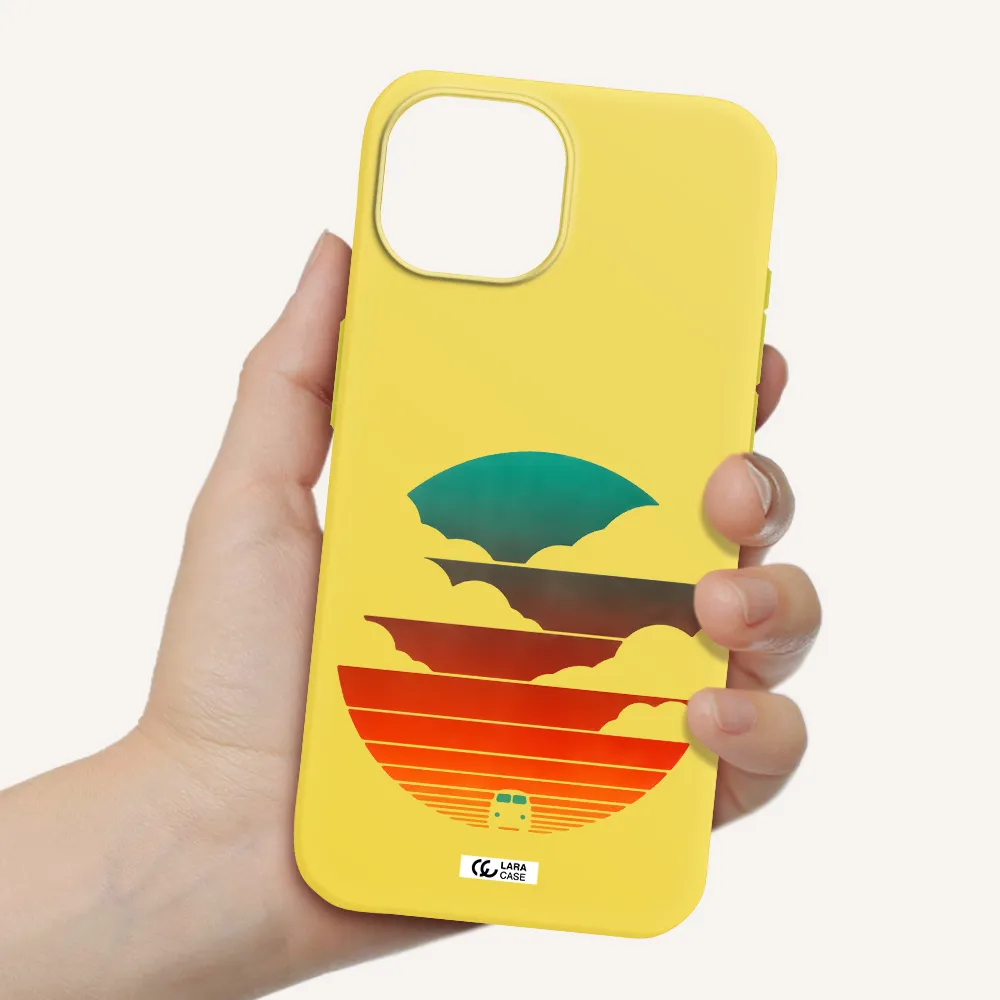 a logo of a boat Apple iPhone 15 Silicone canary yellow Case
