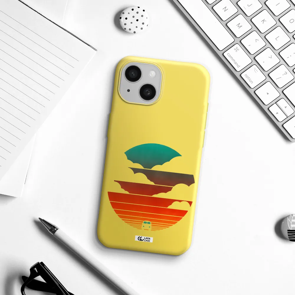 a logo of a boat Apple iPhone 15 Silicone canary yellow Case