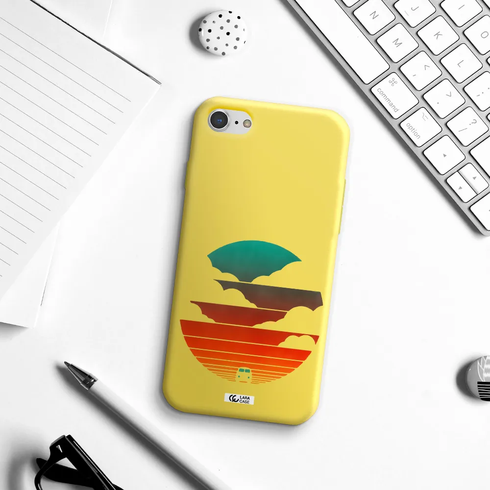 a logo of a boat Apple iPhone 7 Silicone canary yellow Case
