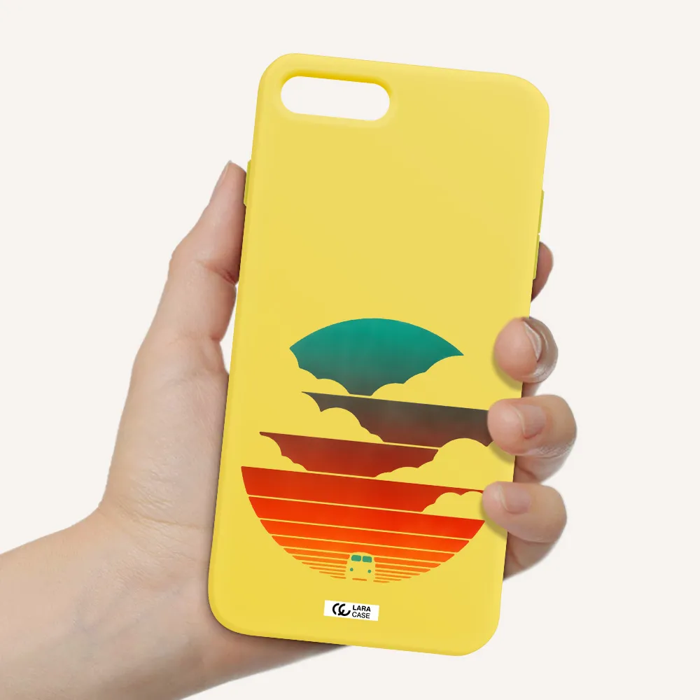 a logo of a boat Apple iPhone 8 plus Silicone canary yellow Case