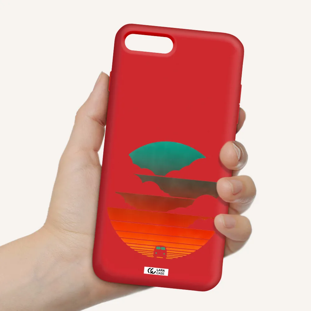 a logo of a boat Apple iPhone 8 plus Silicone Imperial Red Case