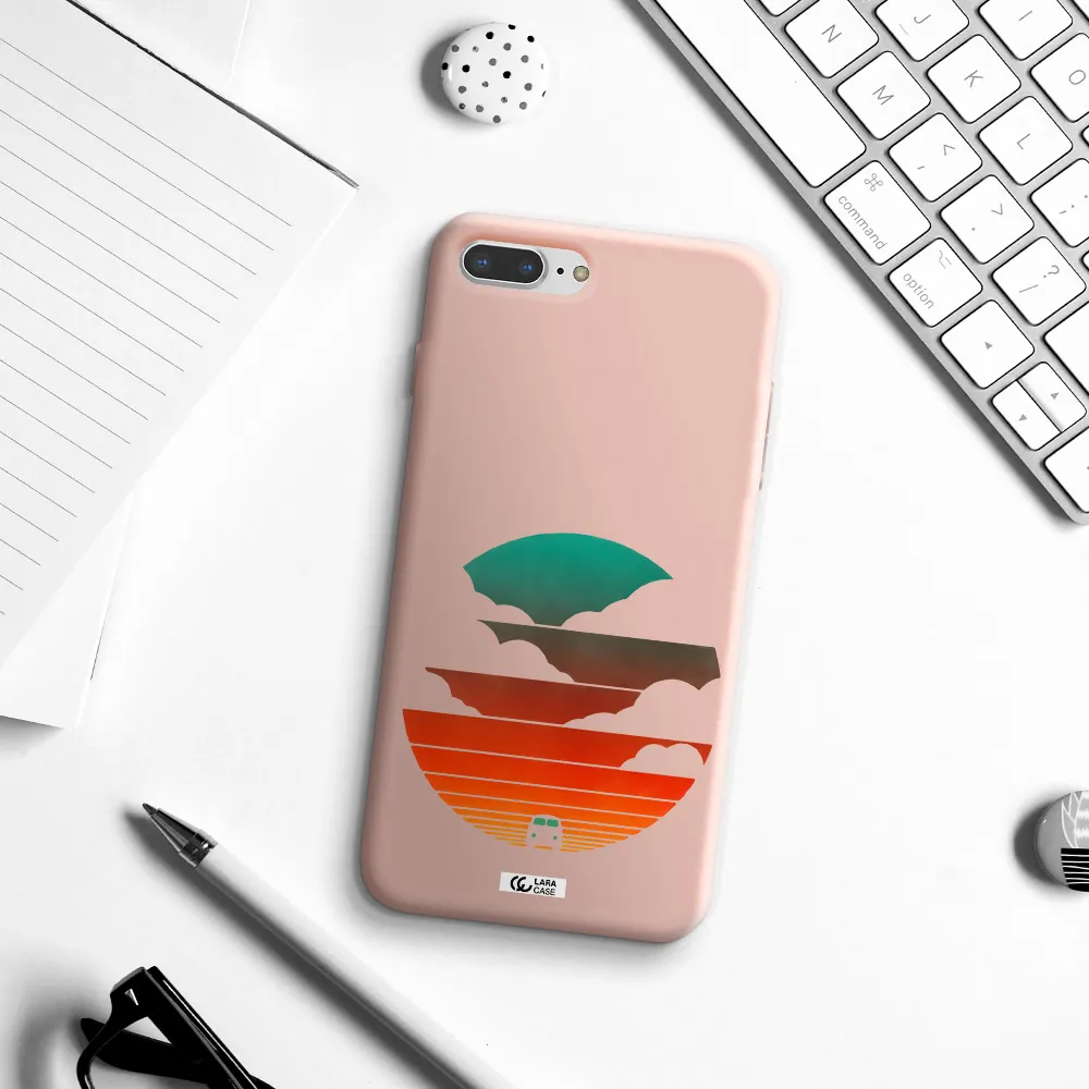 a logo of a boat Apple iPhone 8 plus Silicone pastel pink Case