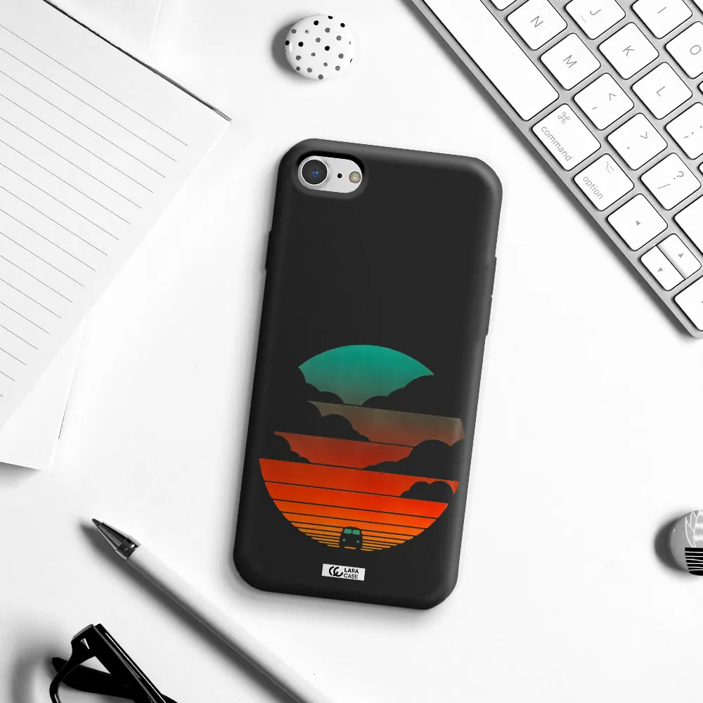 a logo of a boat Apple iPhone 8 Silicone black Case