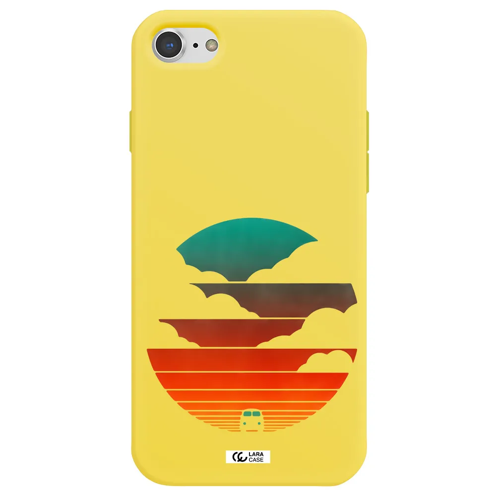 a logo of a boat Apple iPhone 8 Silicone canary yellow Case