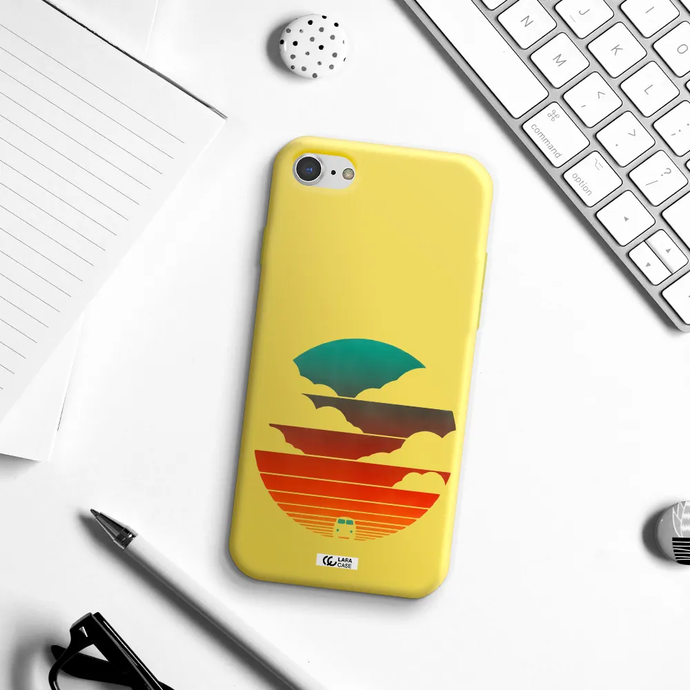 a logo of a boat Apple iPhone 8 Silicone canary yellow Case