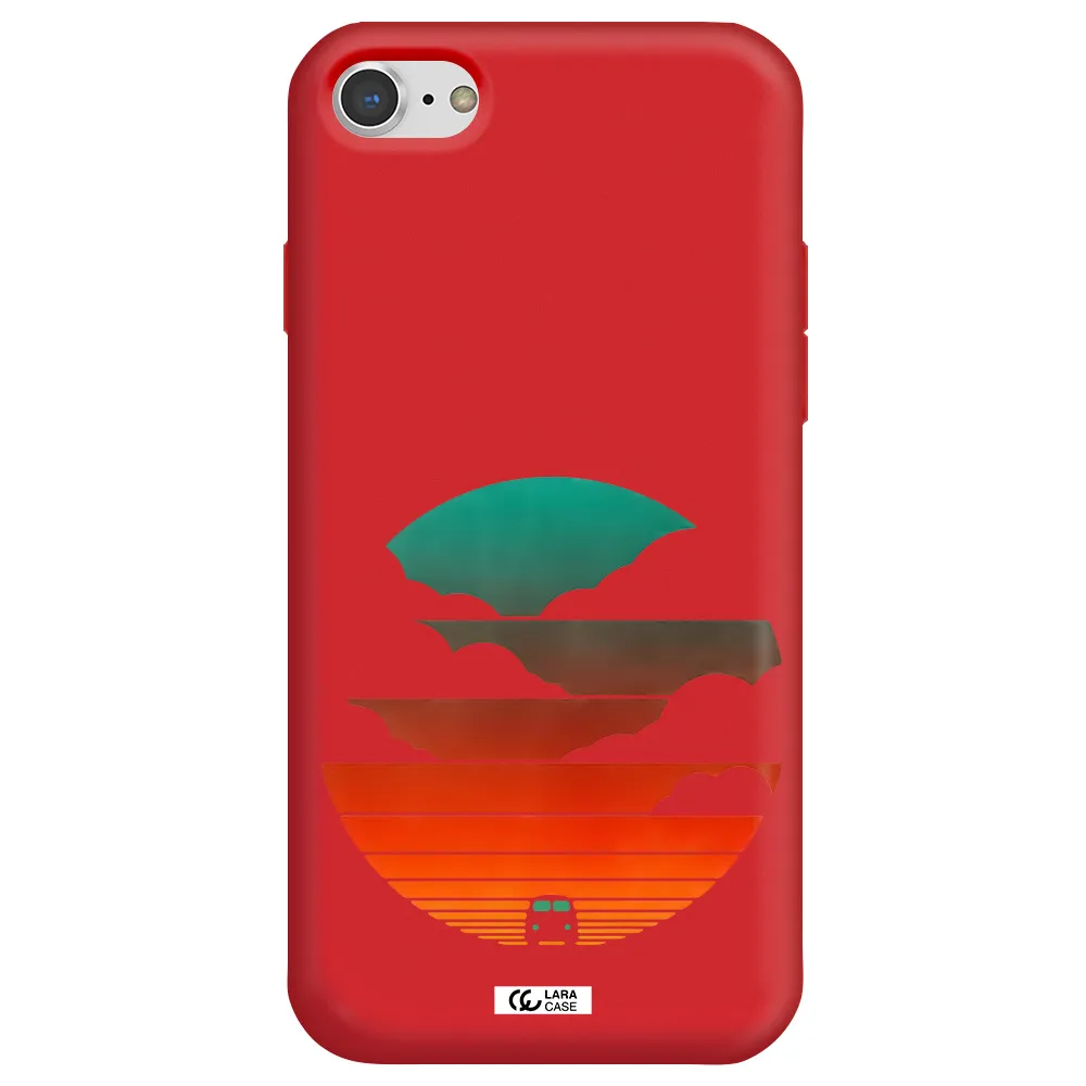 a logo of a boat Apple iPhone 8 Silicone Imperial Red Case