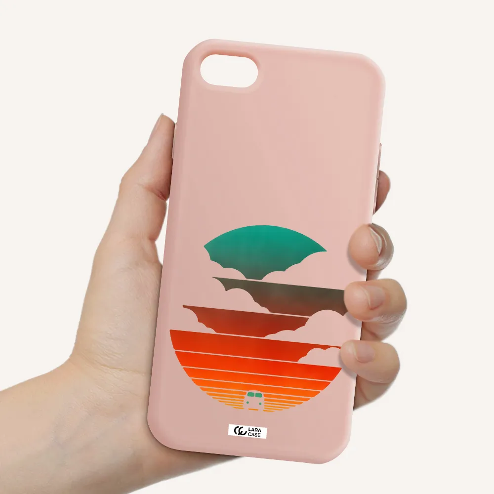 a logo of a boat Apple iPhone 8 Silicone pastel pink Case