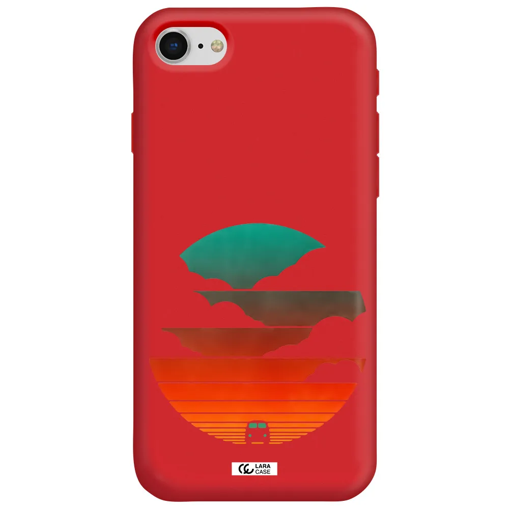 a logo of a boat Apple iPhone se 2020 Silicone Imperial Red Case