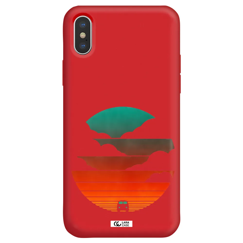 a logo of a boat Apple iPhone X Silicone Imperial Red Case