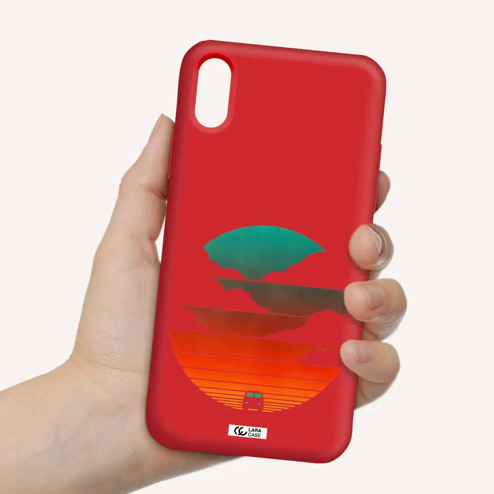 a logo of a boat Apple iPhone X Silicone Imperial Red Case