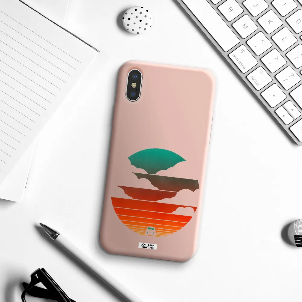 a logo of a boat Apple iPhone X Silicone pastel pink Case
