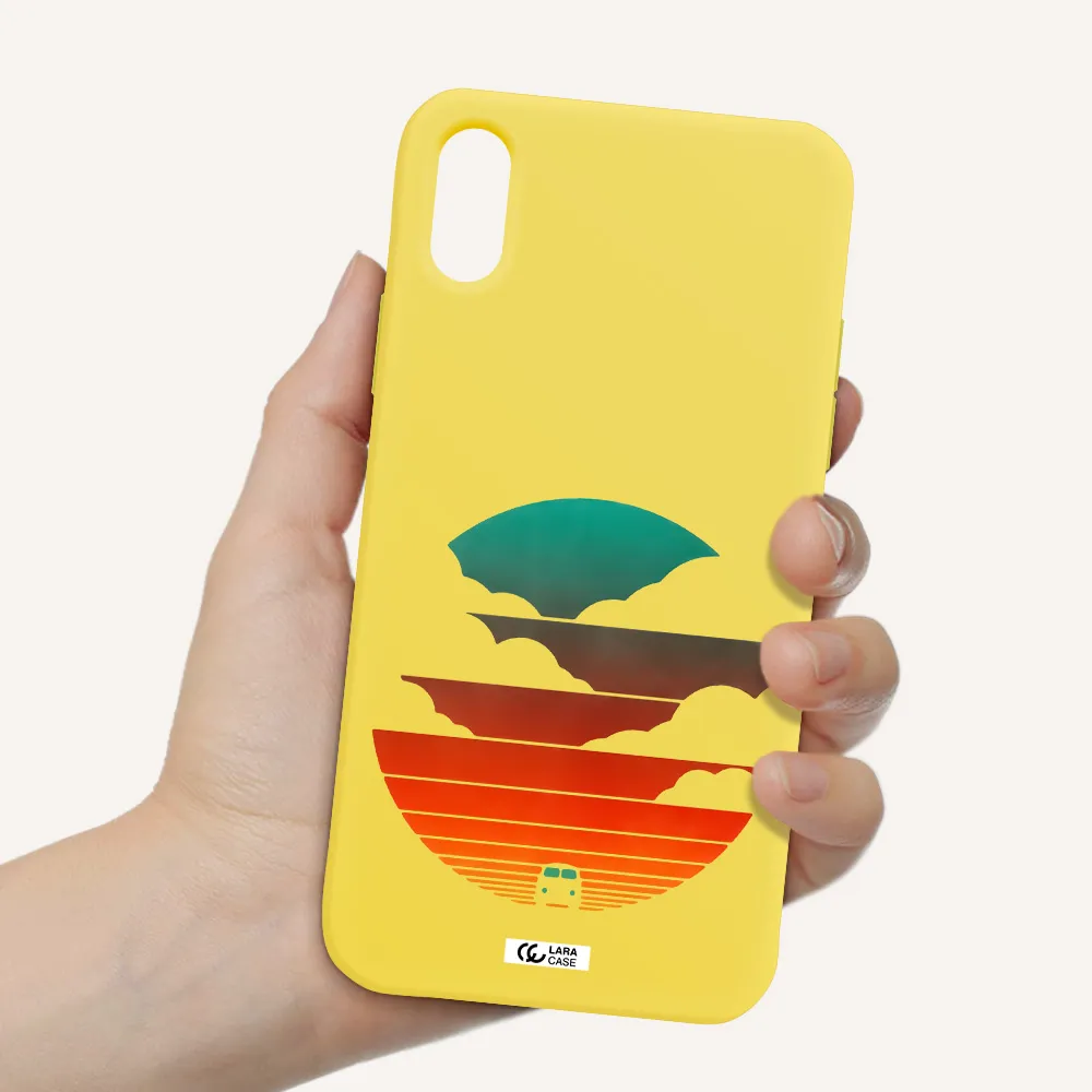 a logo of a boat Apple iPhone XS Silicone canary yellow Case
