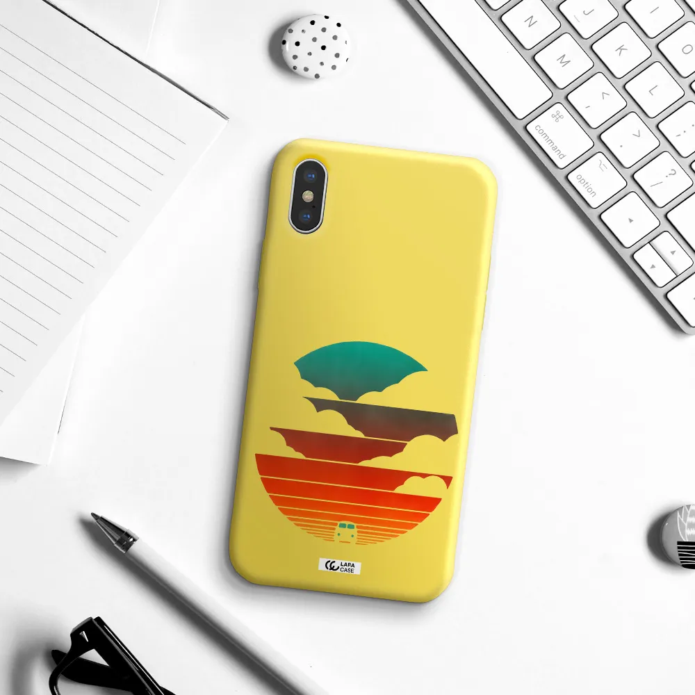 a logo of a boat Apple iPhone XS Silicone canary yellow Case