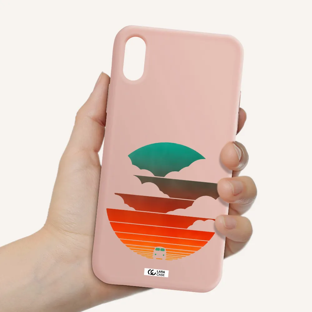 a logo of a boat Apple iPhone XS Silicone pastel pink Case