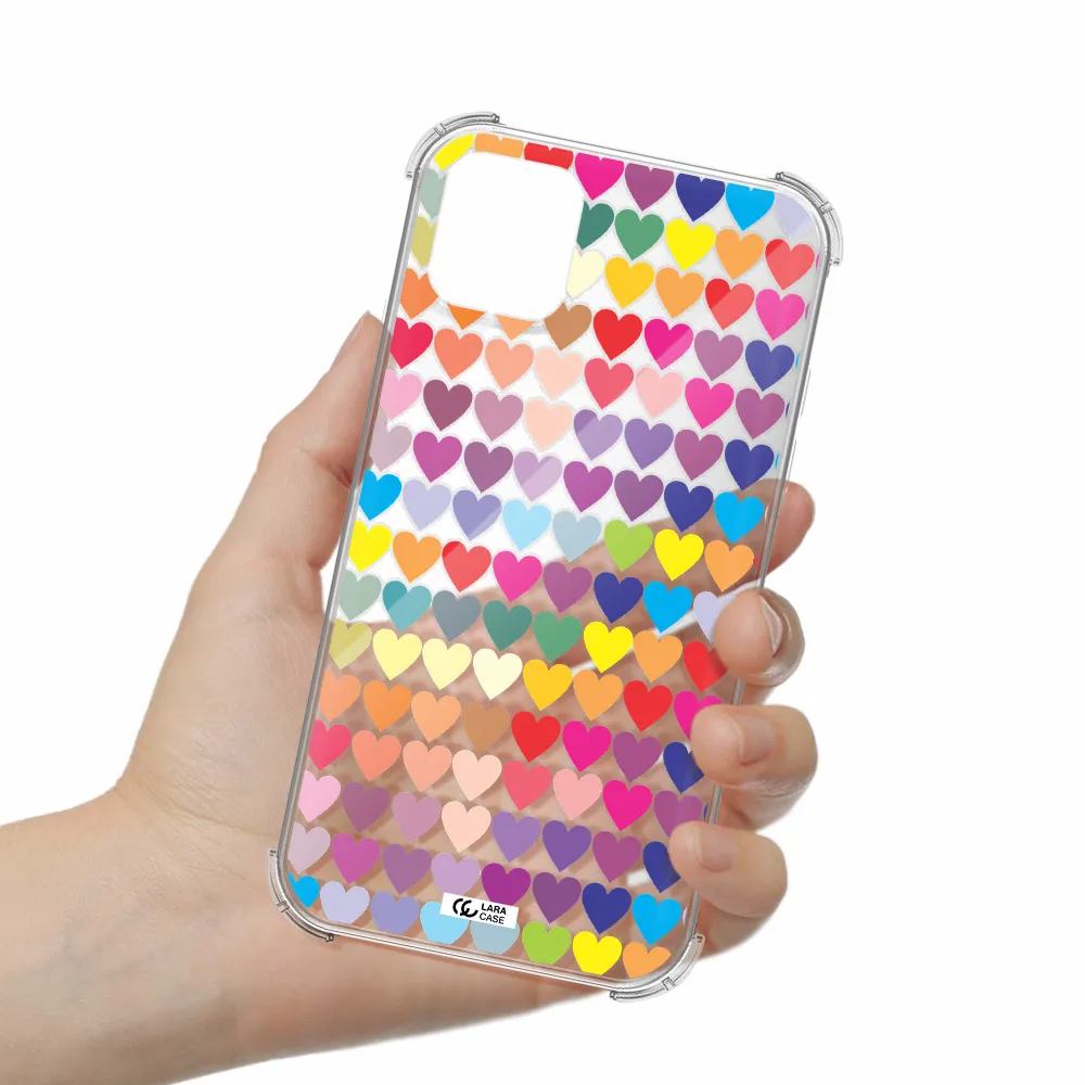 a colorful heart pattern Apple iPhone 11 Clear PC Case