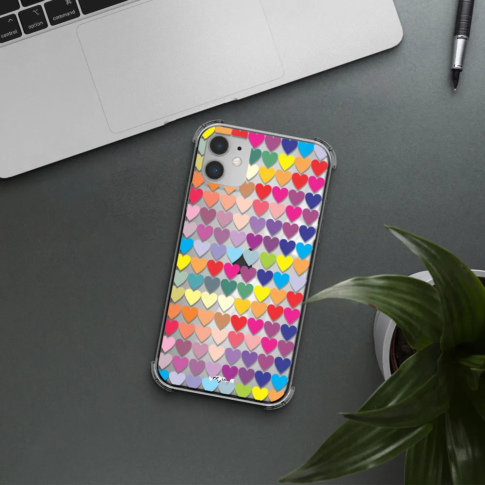 a colorful heart pattern Apple iPhone 11 Clear PC Case