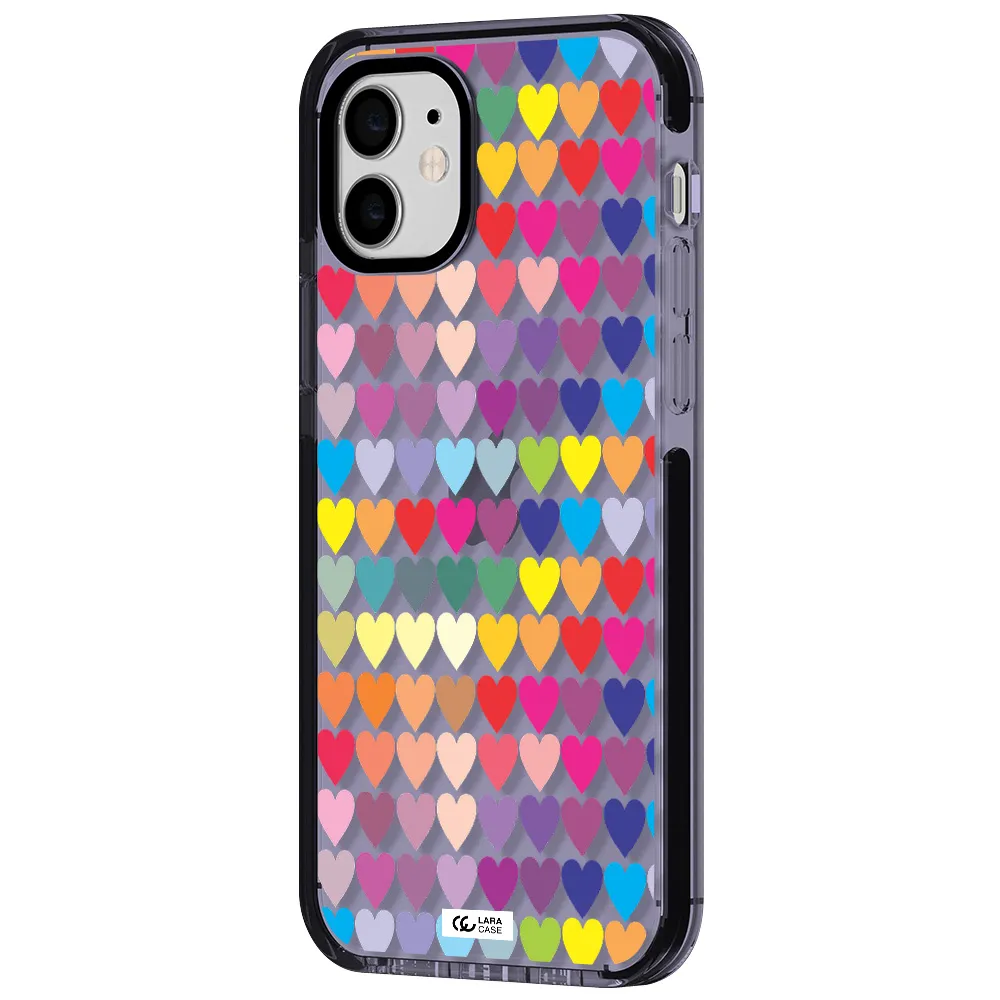 a colorful heart pattern Apple iPhone 11 impact Lilac Case
