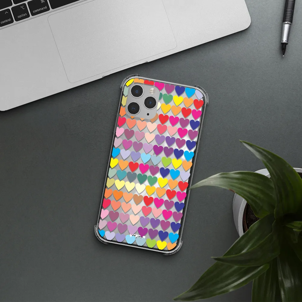 a colorful heart pattern Apple iPhone 11 pro Clear PC Case