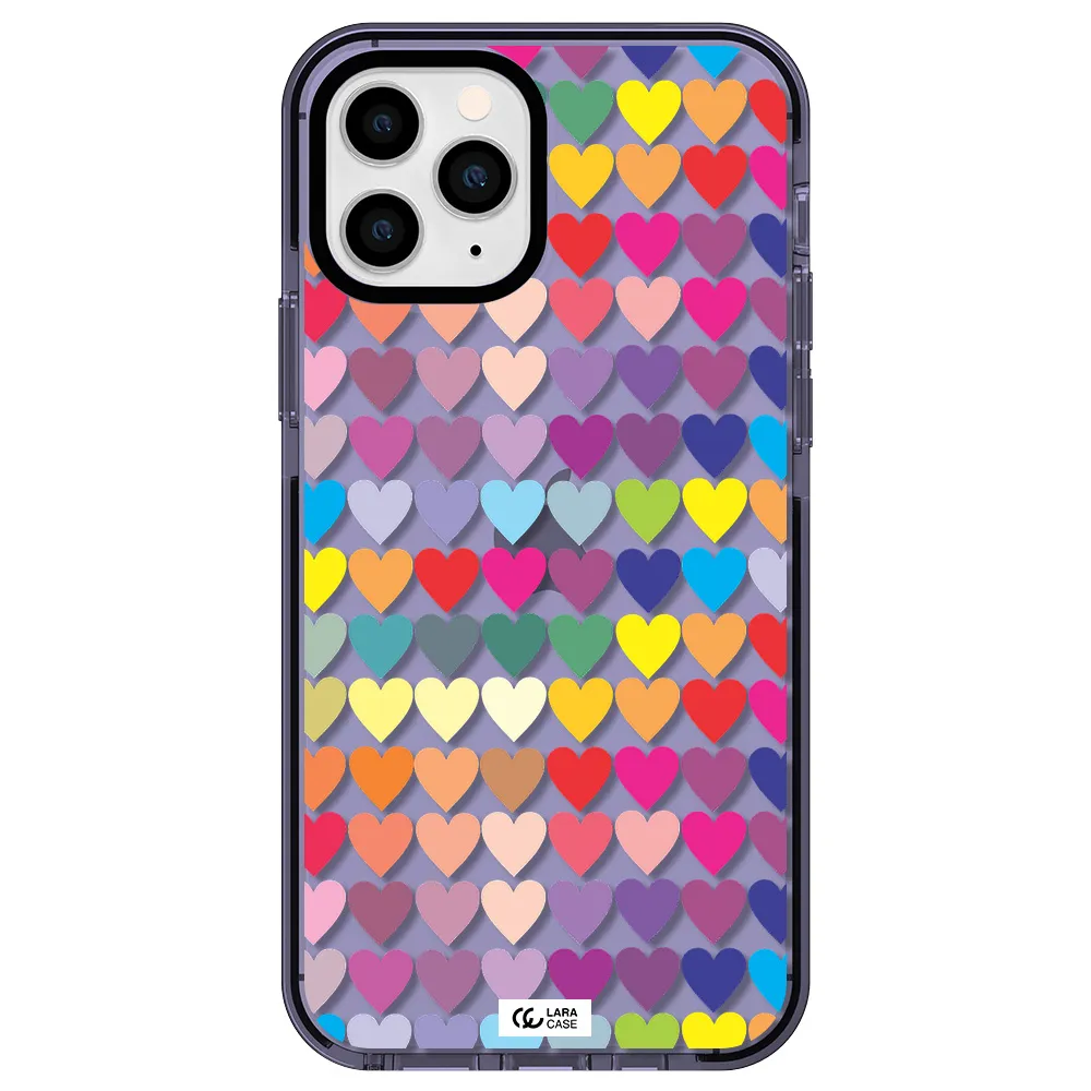 a colorful heart pattern Apple iPhone 11 pro max impact Lilac Case