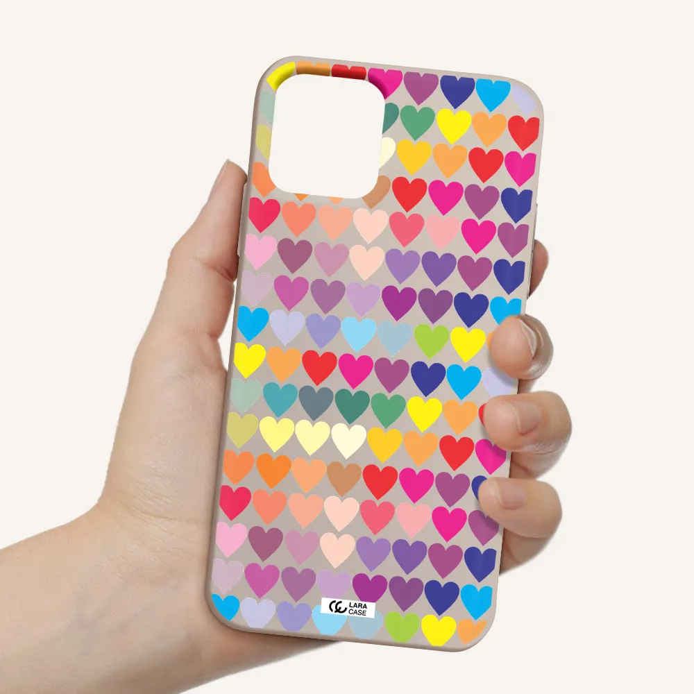 a colorful heart pattern Apple iPhone 11 pro max Silicone Stone Case
