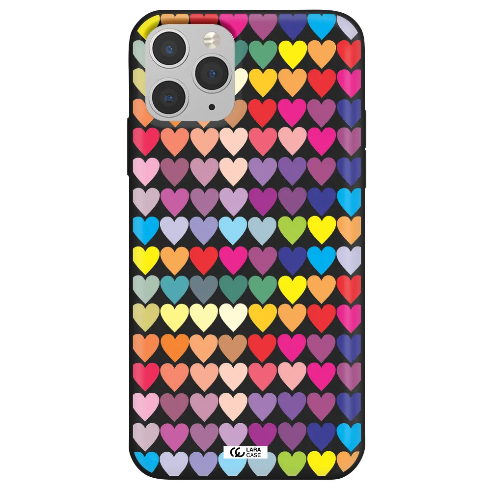 a colorful heart pattern Apple iPhone 11 pro Silicone black Case