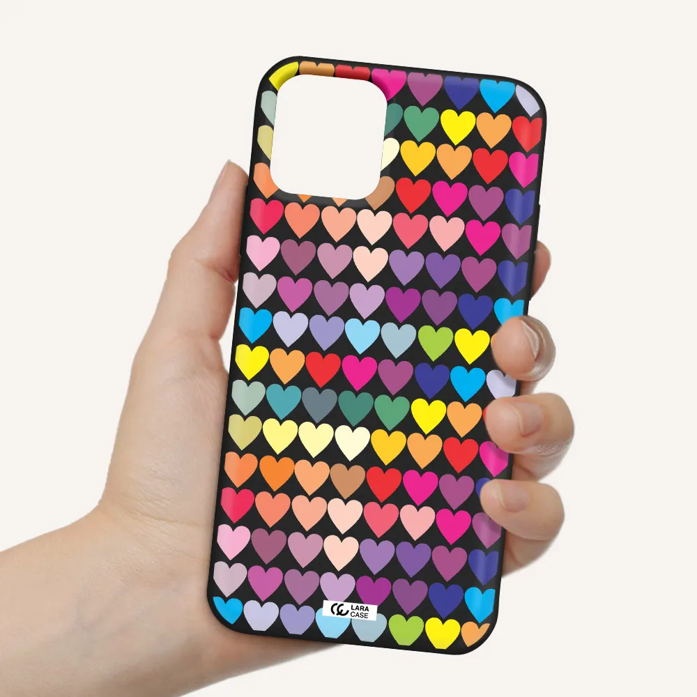 a colorful heart pattern Apple iPhone 11 pro Silicone black Case