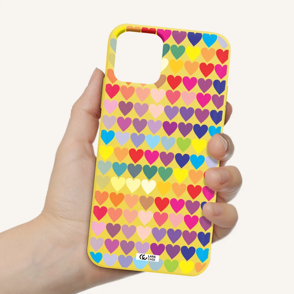 a colorful heart pattern Apple iPhone 11 pro Silicone canary yellow Case