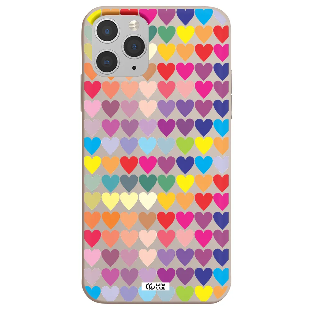 a colorful heart pattern Apple iPhone 11 pro Silicone Stone Case