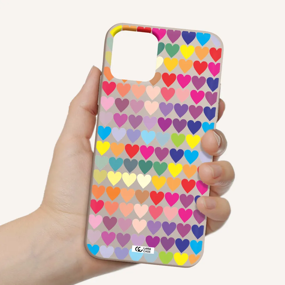 a colorful heart pattern Apple iPhone 11 pro Silicone Stone Case