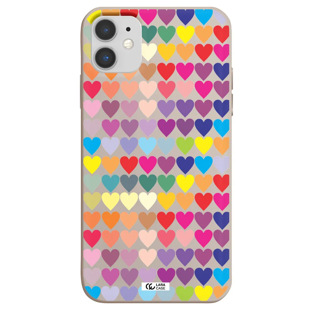 a colorful heart pattern Apple iPhone 11 Silicone Stone Case