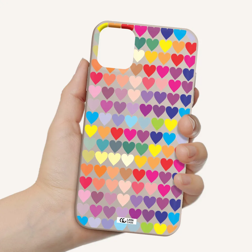 a colorful heart pattern Apple iPhone 11 Silicone Stone Case