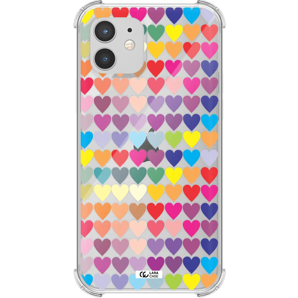 a colorful heart pattern Apple iPhone 12 mini Clear PC Case
