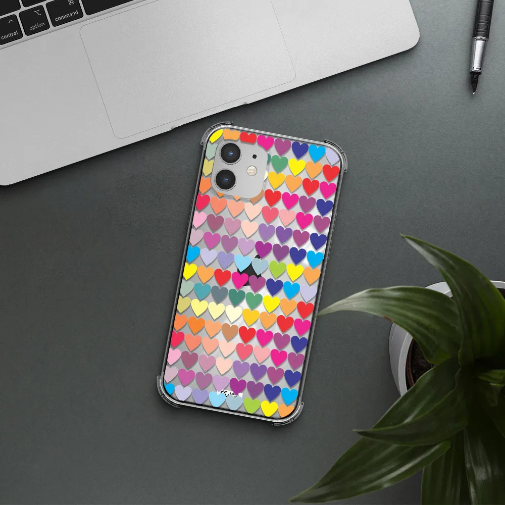 a colorful heart pattern Apple iPhone 12 mini Clear PC Case