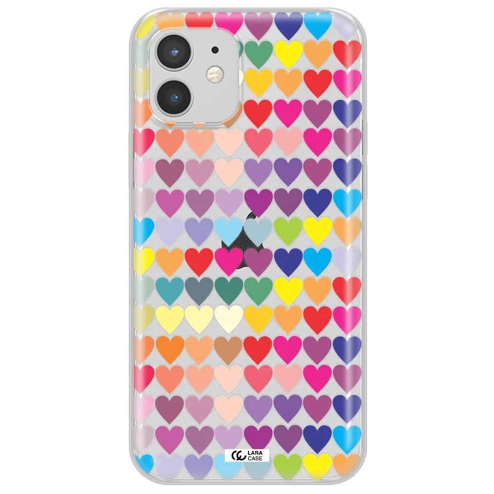 a colorful heart pattern Apple iPhone 12 mini Clear TPU Case
