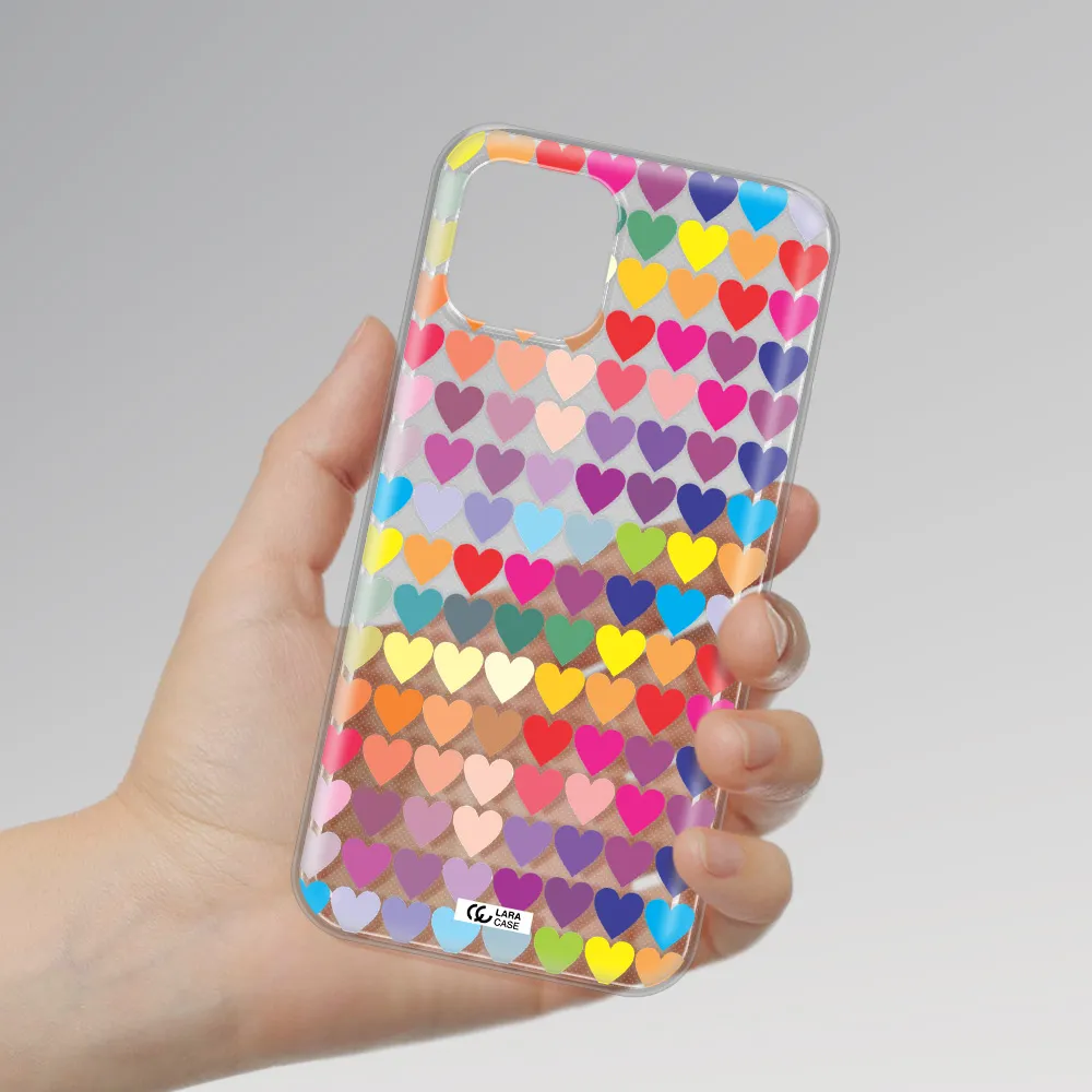 a colorful heart pattern Apple iPhone 12 mini Clear TPU Case