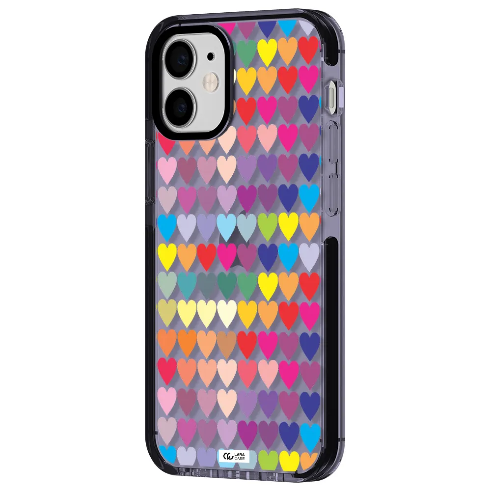a colorful heart pattern Apple iPhone 12 mini impact Lilac Case