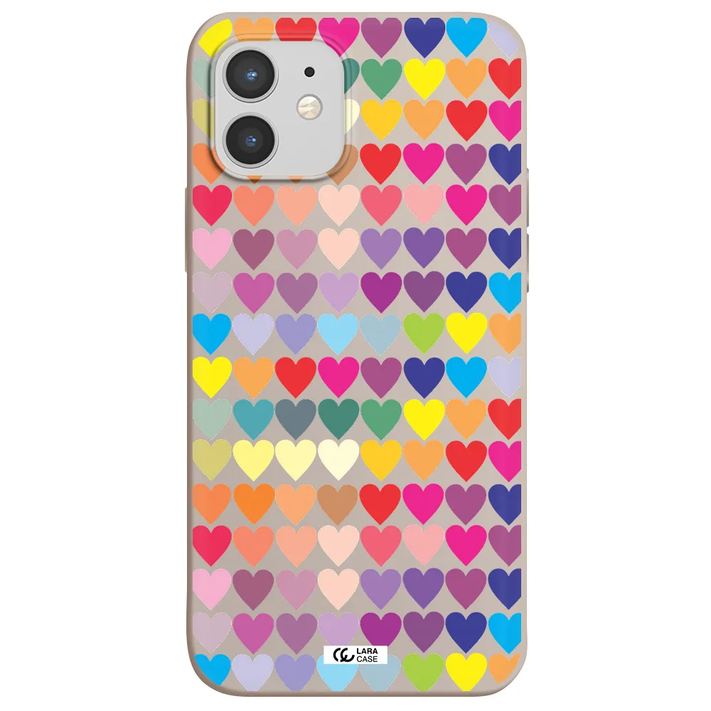 a colorful heart pattern Apple iPhone 12 mini Silicone Stone Case