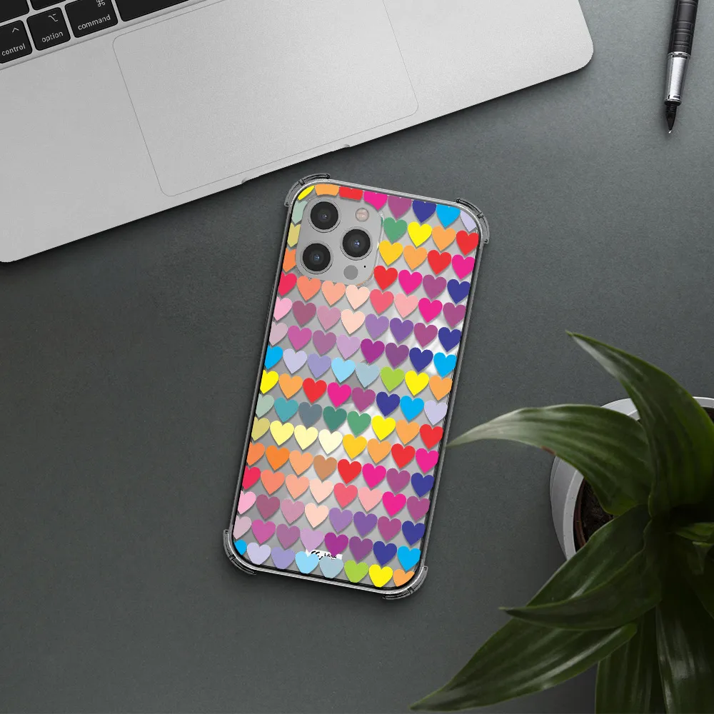 a colorful heart pattern Apple iPhone 12 pro Clear PC Case