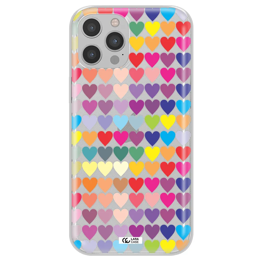 a colorful heart pattern Apple iPhone 12 pro Clear TPU Case