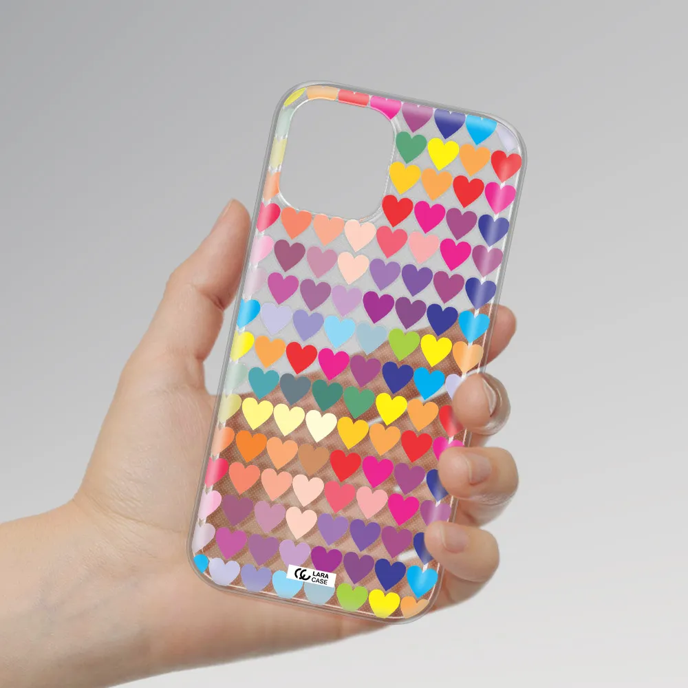 a colorful heart pattern Apple iPhone 12 pro Clear TPU Case