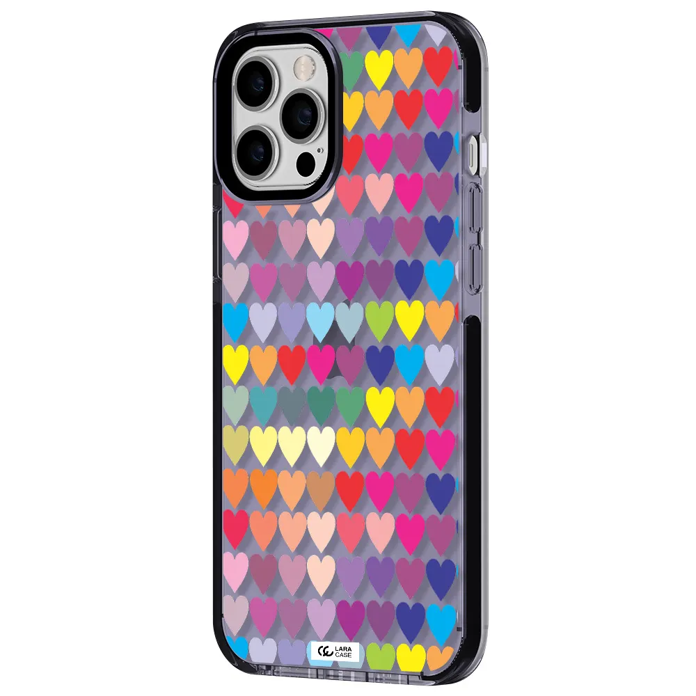 a colorful heart pattern Apple iPhone 12 pro max impact Lilac Case