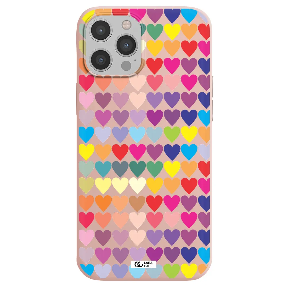 a colorful heart pattern Apple iPhone 12 pro max Silicone pastel pink Case