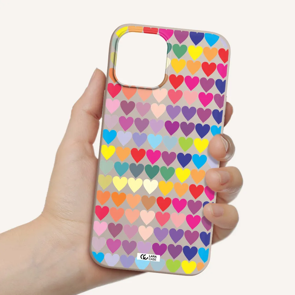 a colorful heart pattern Apple iPhone 12 pro max Silicone Stone Case