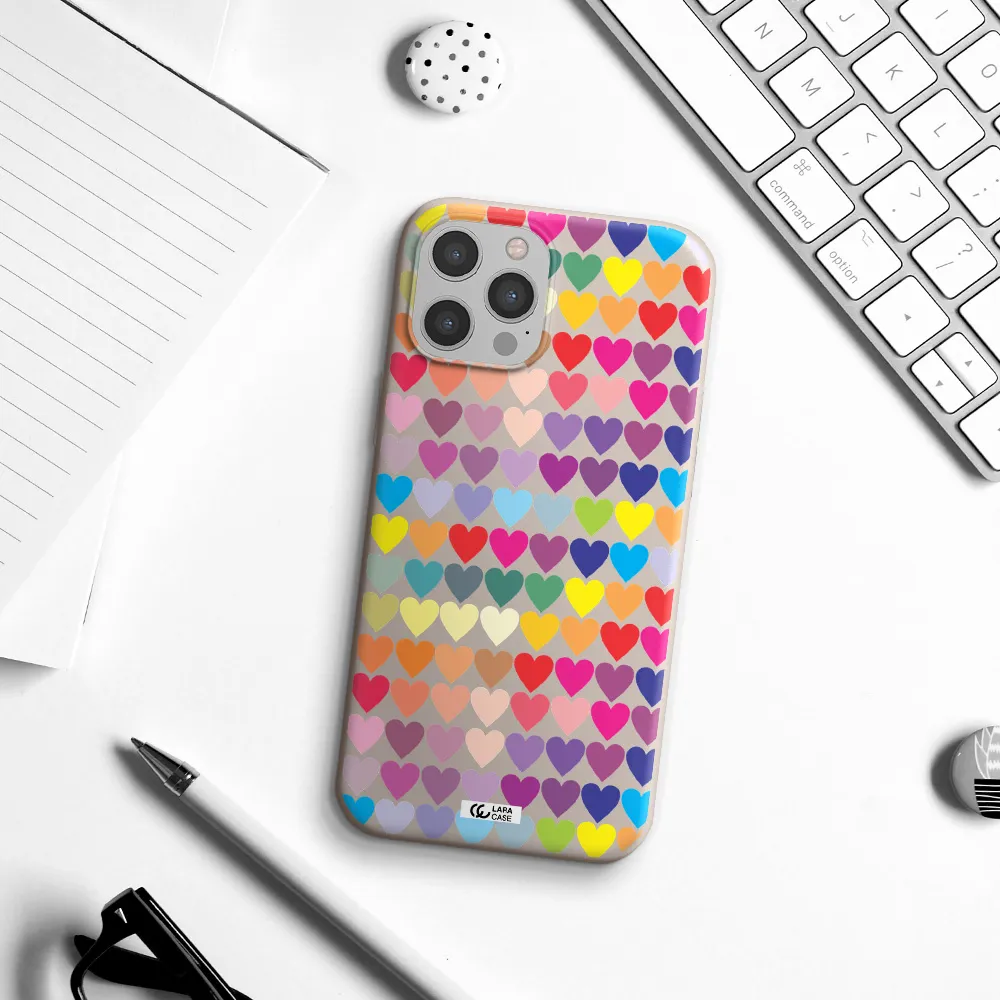 a colorful heart pattern Apple iPhone 12 pro max Silicone Stone Case