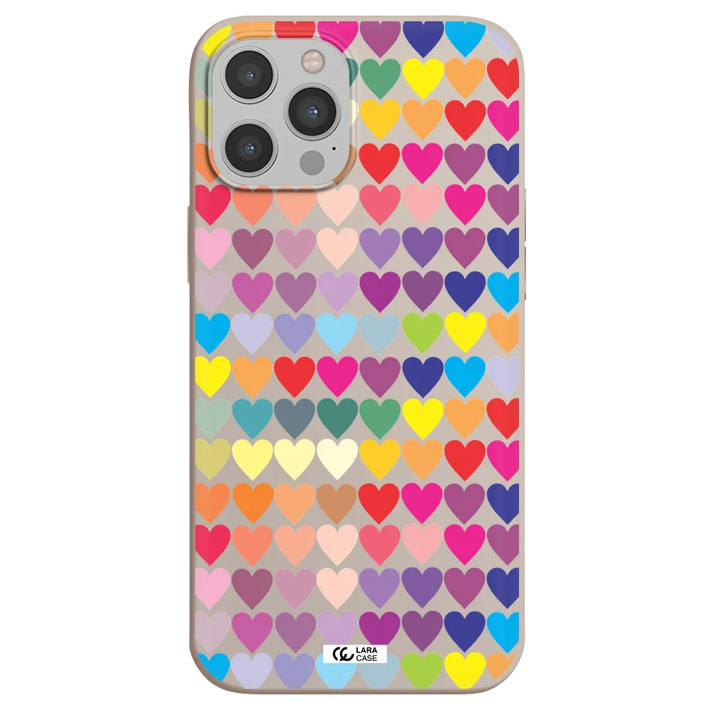 a colorful heart pattern Apple iPhone 12 pro Silicone Stone Case